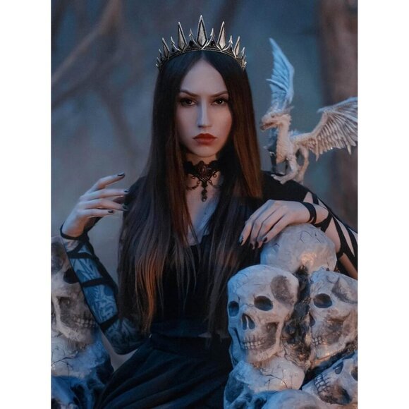 Gothic Crown Tiara Women Halloween Cosplay Party Costume Accessory main image 5